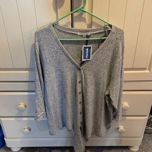 Button down tie front sweater